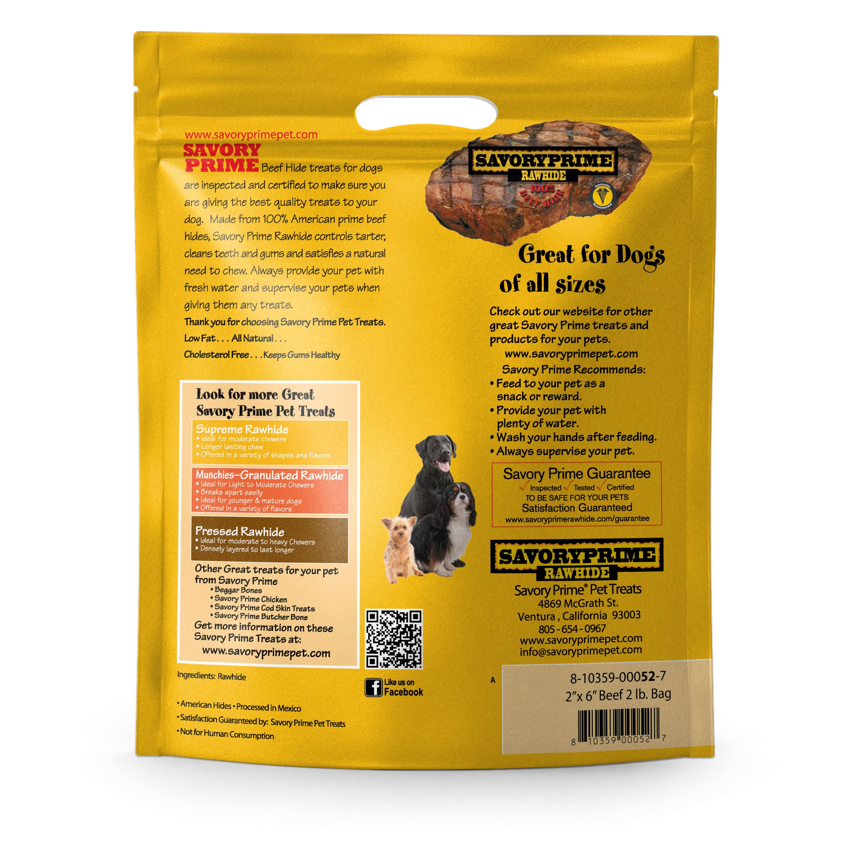 Savory Prime Supreme Rawhide Chips Beef - 2 lb