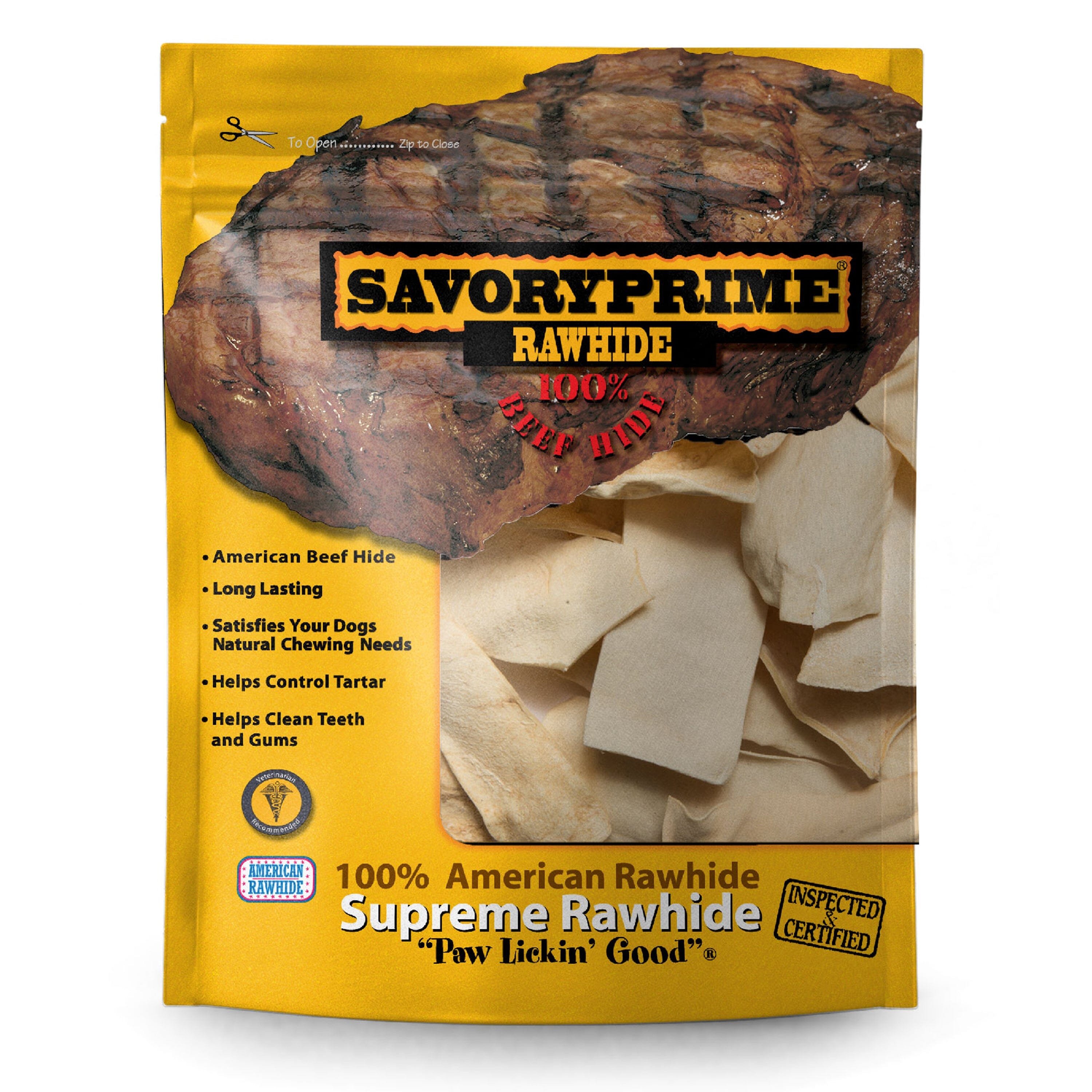 Savory Prime Supreme Rawhide Chips Natural - 16 Oz