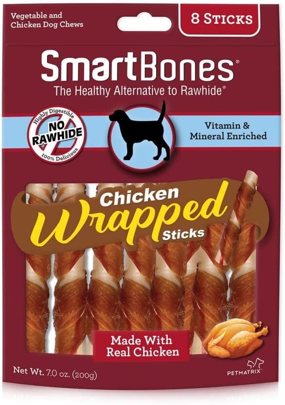 Smartbones Chicken Wrapped Sticks Dog Dental and Hard Chews - Chicken - 8 Pack