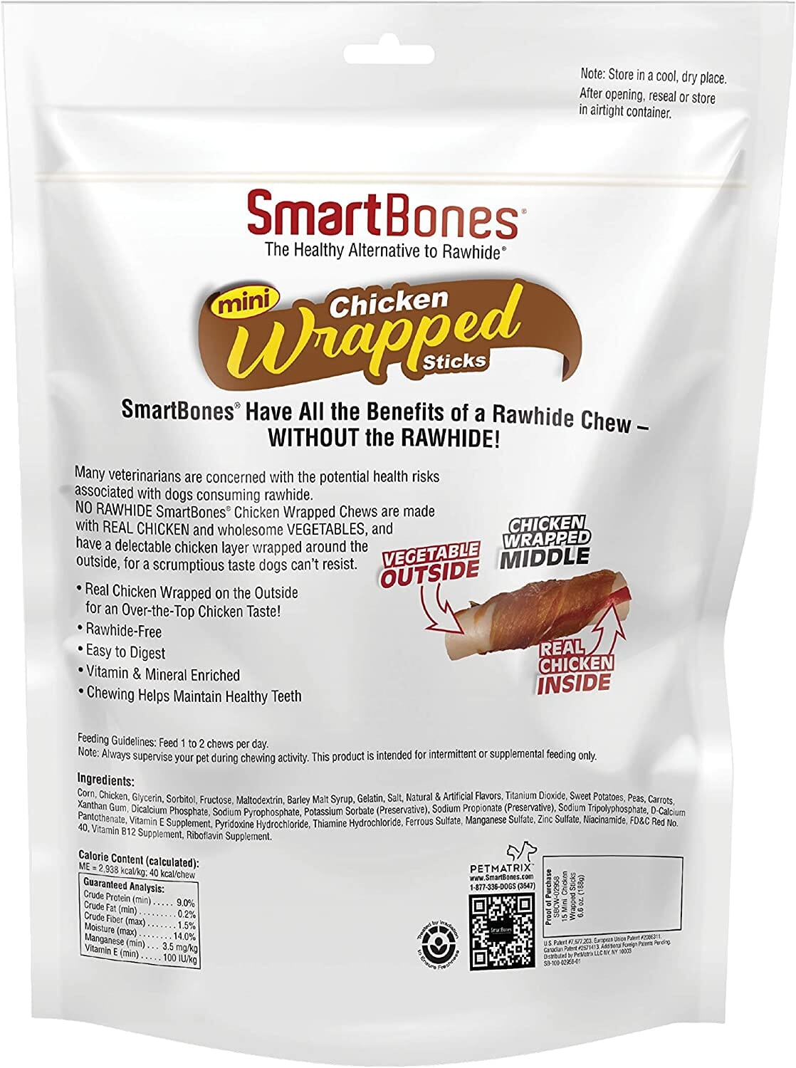 Smartbones Chicken Wrapped Sticks Dog Dental and Hard Chews - Chicken - Mini - 15 Pack