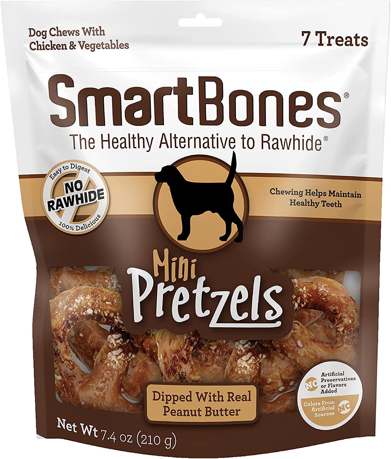Smartbones Pretzel Stick Dipped Dog Dental and Hard Chews - Peanut Butter - 7 Count