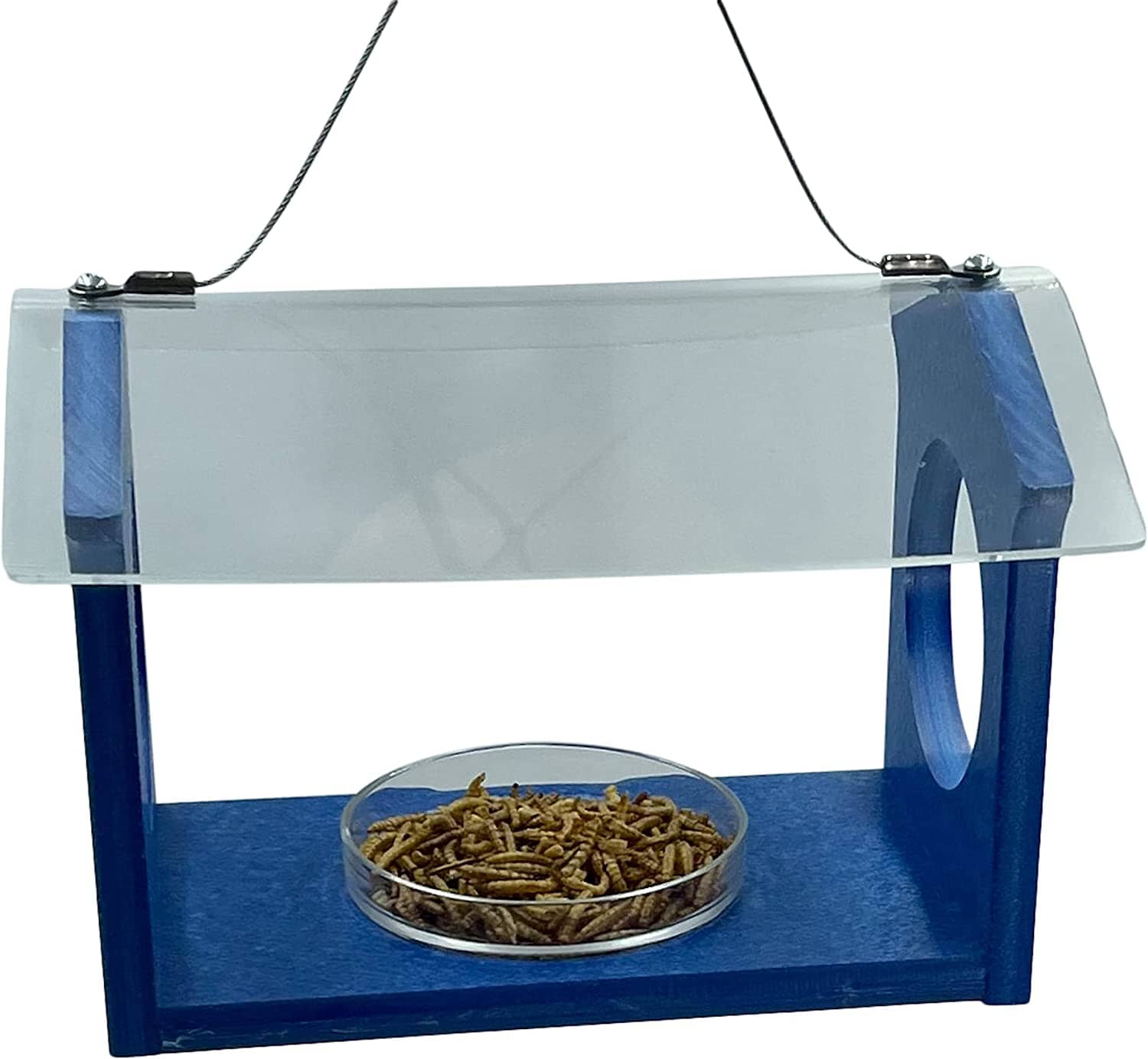 Songbird Essentials Bluebird Canteen Plastic Hopper Wild Bird Feeder - Blue - 7.5 X 10 X 17 In