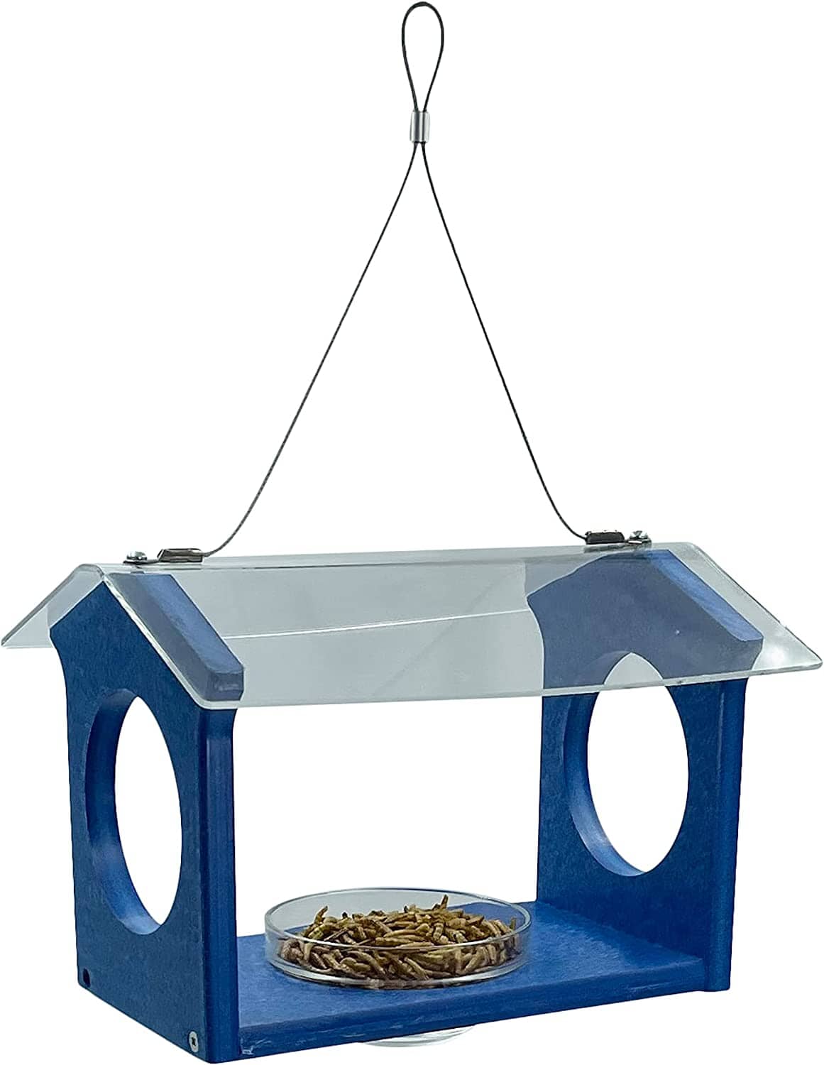 Songbird Essentials Bluebird Canteen Plastic Hopper Wild Bird Feeder - Blue - 7.5 X 10 X 17 In
