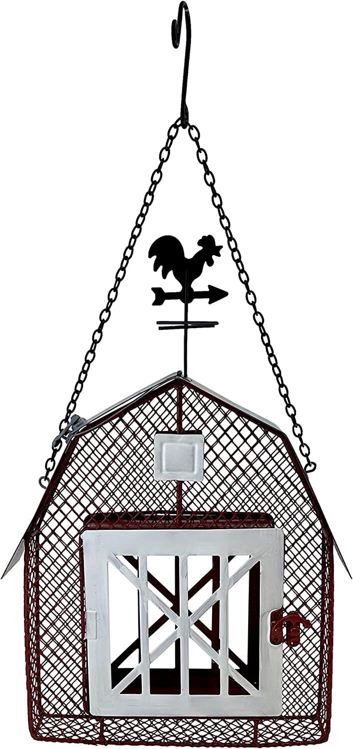 Songbird Essentials Mesh Barn Seed & Suet Feeder Suet and Seed Cake Wild Bird Feeder - Red - 2 X 9 X 16.5