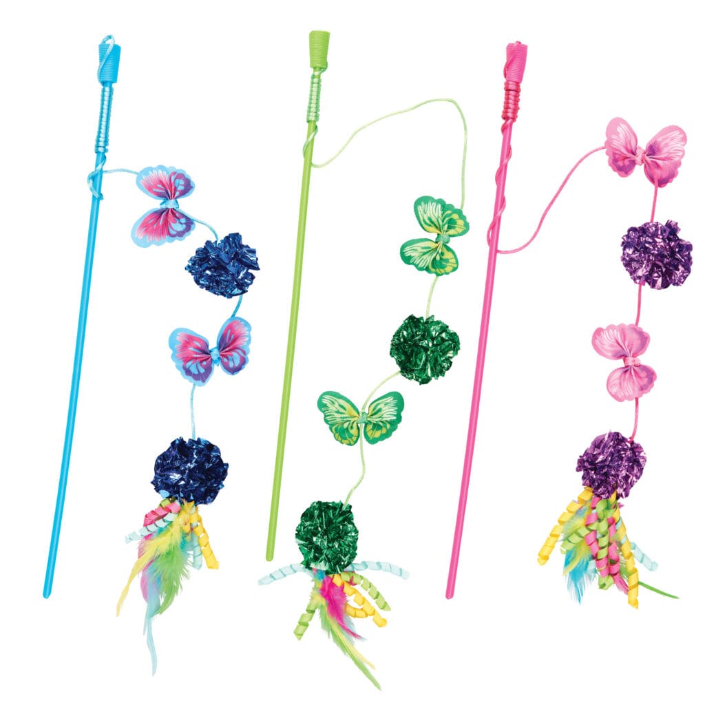 Spot Butterfly & Mylar Wand Cat Toy Assorted - One Size