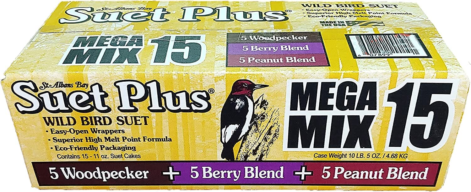 Suet Cakes Plus Mega Mix Pack Wild Bird Food - Woodpkr/Peanut/ - 15 Pack