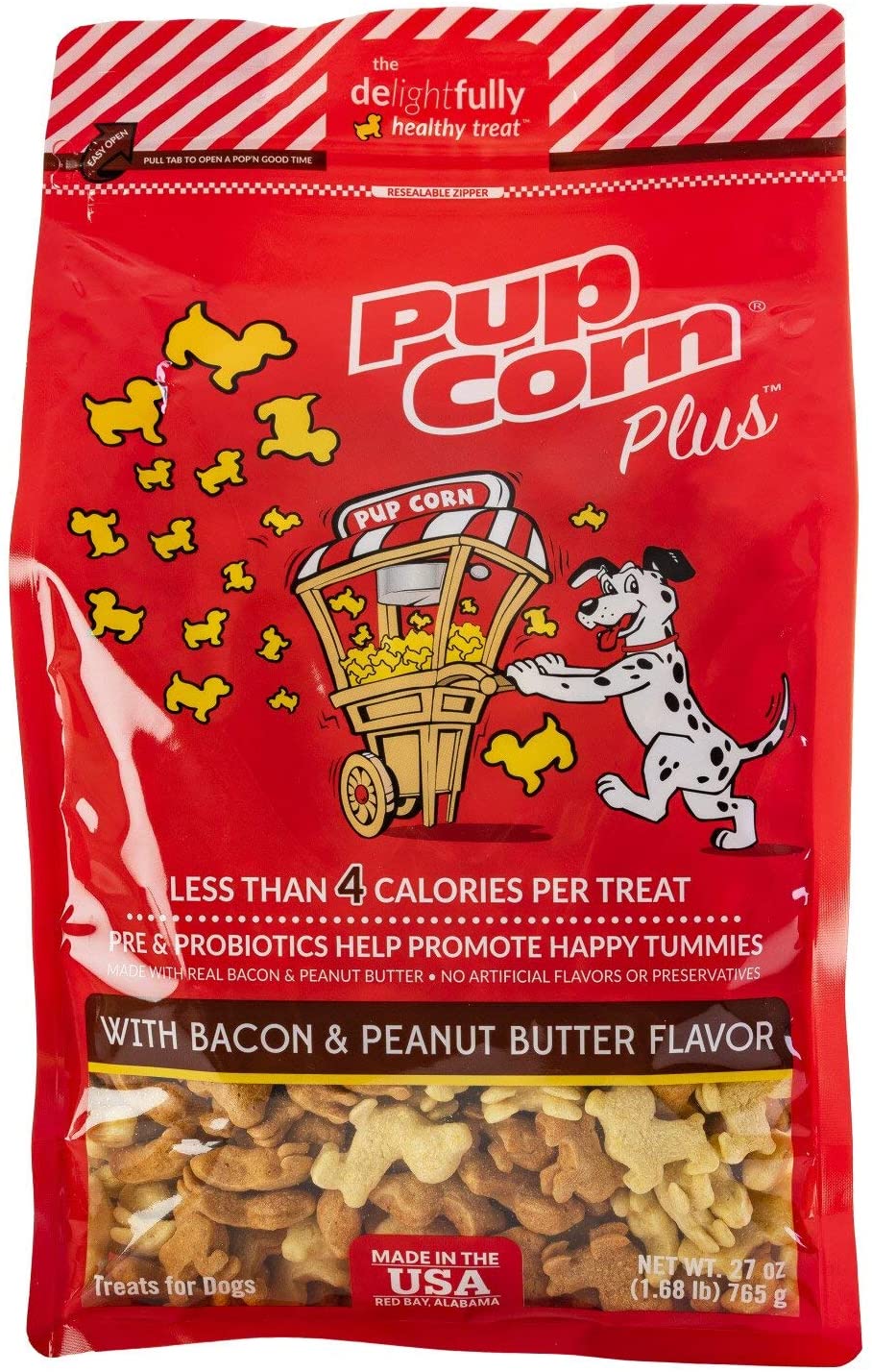 Sunshine Mills Pupcorn Plus w/ Bacon & Peanut Butter Natural Dog Treats - 27 oz - Case of 2