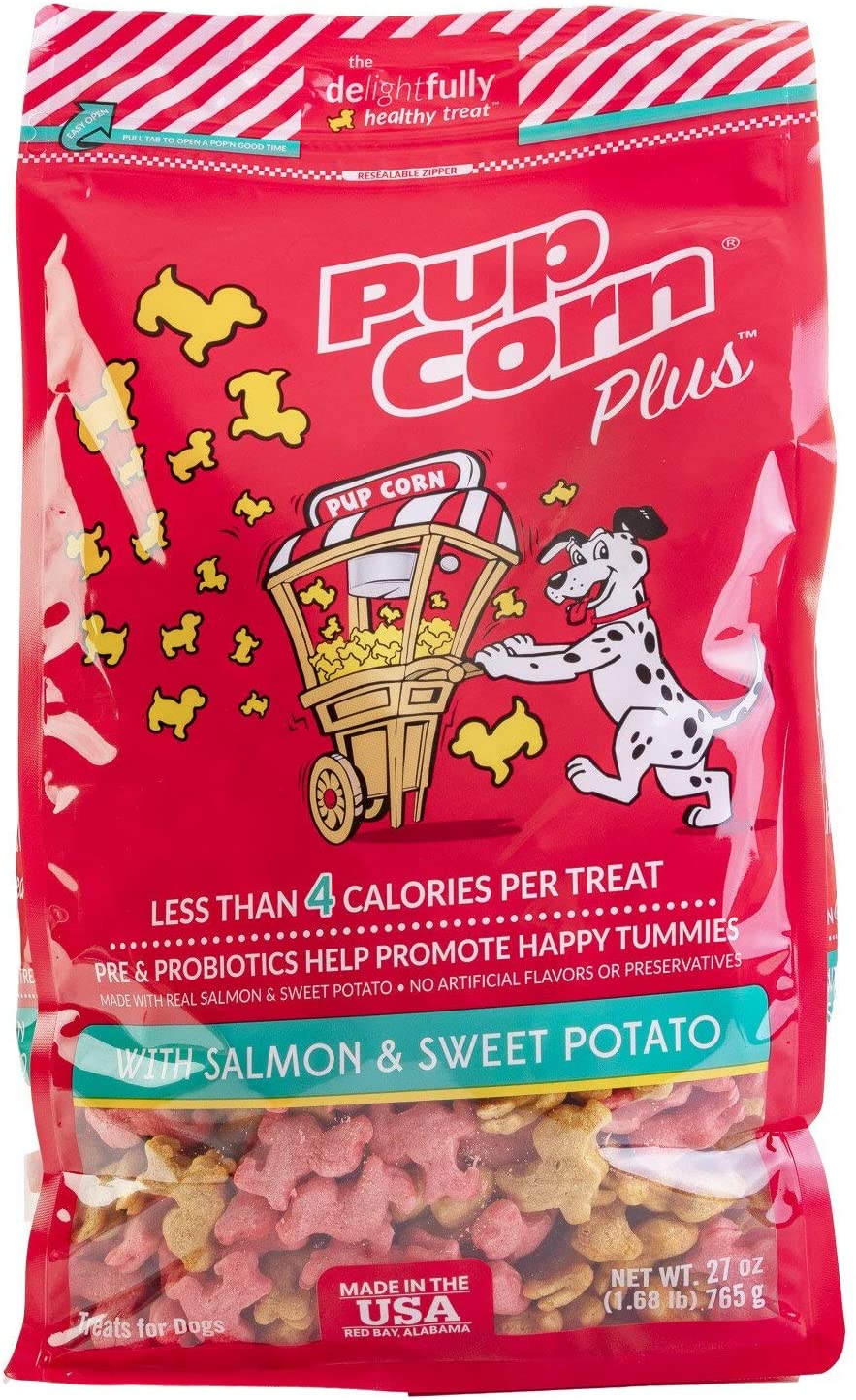 Sunshine Mills Pupcorn Plus w/ Salmon & Sweet Potato Natural Dog Treats - 27 oz - Case of 2