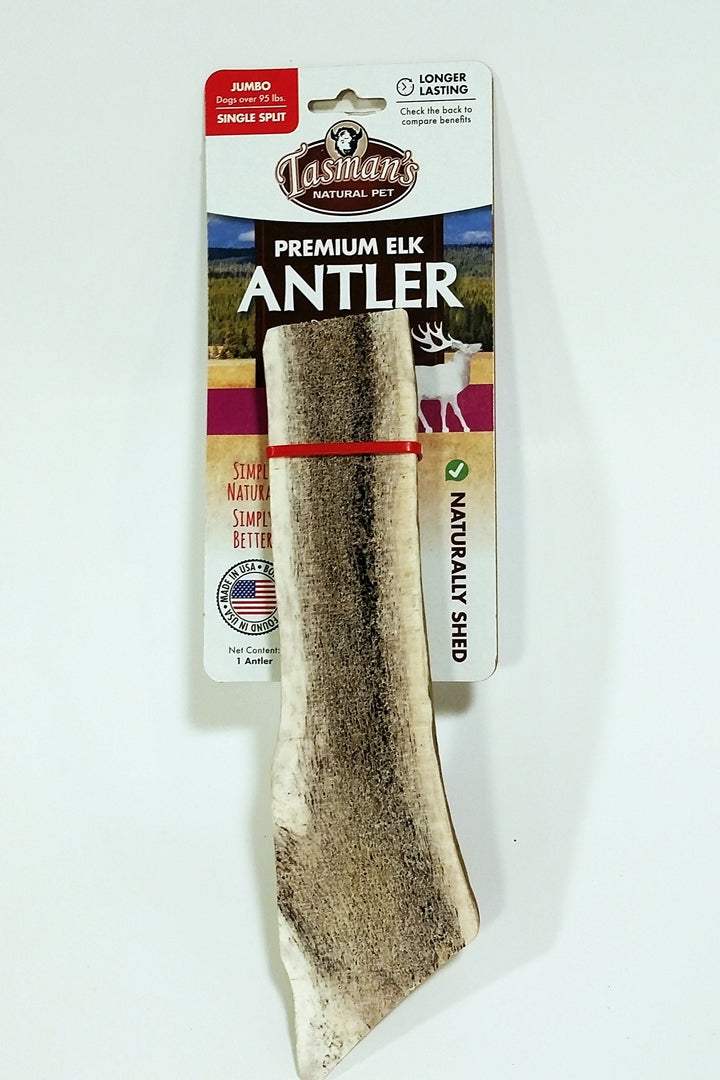 Tasman's Natural Pet Elk Antler Jumbo Dog Natural Chews - Single Split