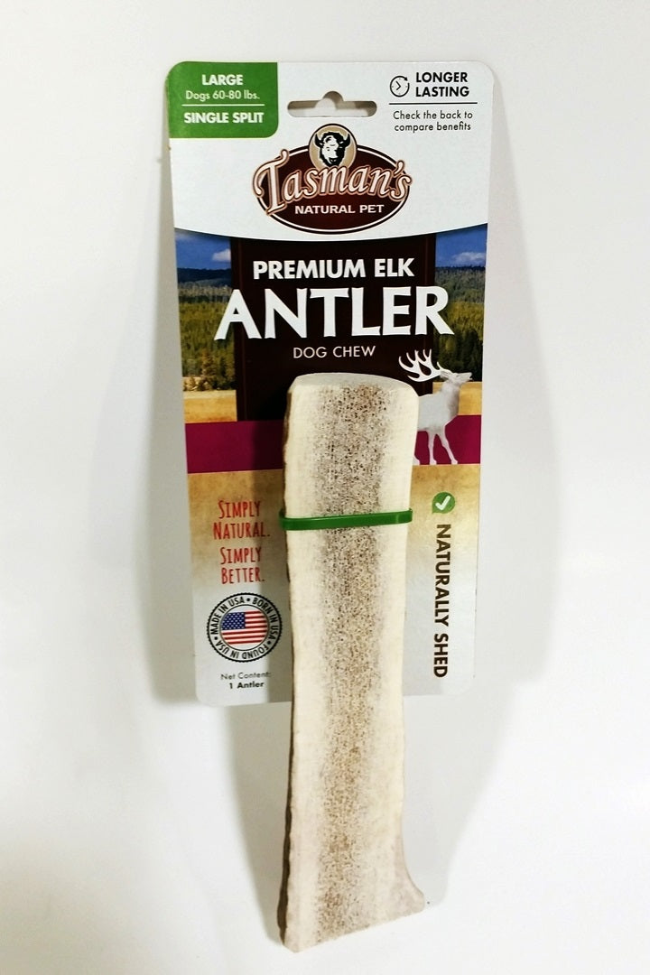 Tasman's Natural Pet Elk Antler Large Dog Natural Chews - Single Split