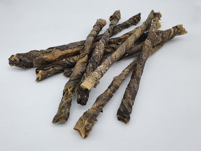 Tickled Pet All-Natural 12" Icelandic Codfish Skin Rolls Dehydrated Dog Chews - Case of 25 Twists