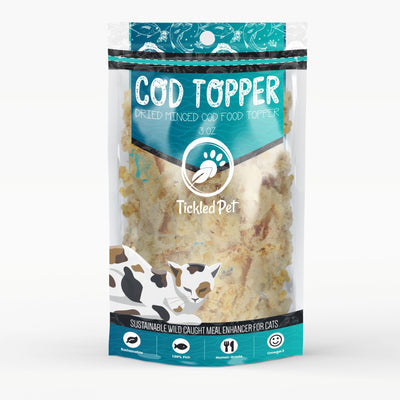 Tickled Pet All-Natural Cod Food Topper for Cats Dehydrated Dog Chews - 3 oz Bag