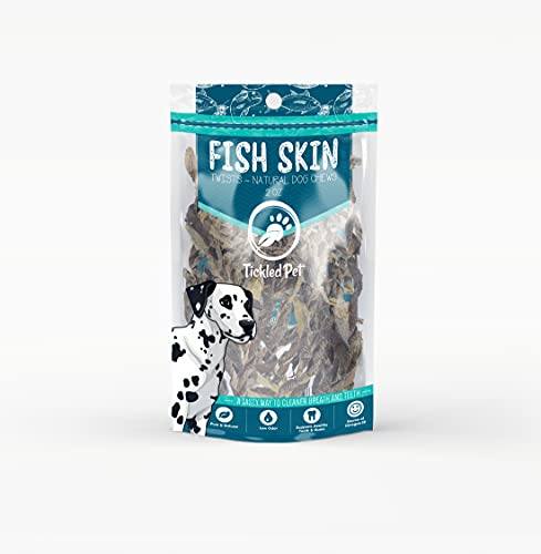 Tickled Pet All-Natural Icelandic Codfish Skin Twists Dehydrated Dog Chews - 2 oz Bag