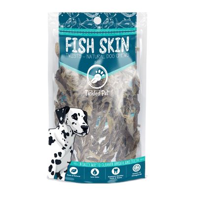 Tickled Pet All-Natural Icelandic Codfish Skin Twists Dehydrated Dog Chews - 8 oz Bag