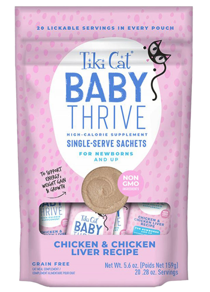 Tiki Cat Baby Thrive Chicken & Chicken Liver Mousse - 5.6 oz Bag (20 - 0.28 oz Tubes per Bag)