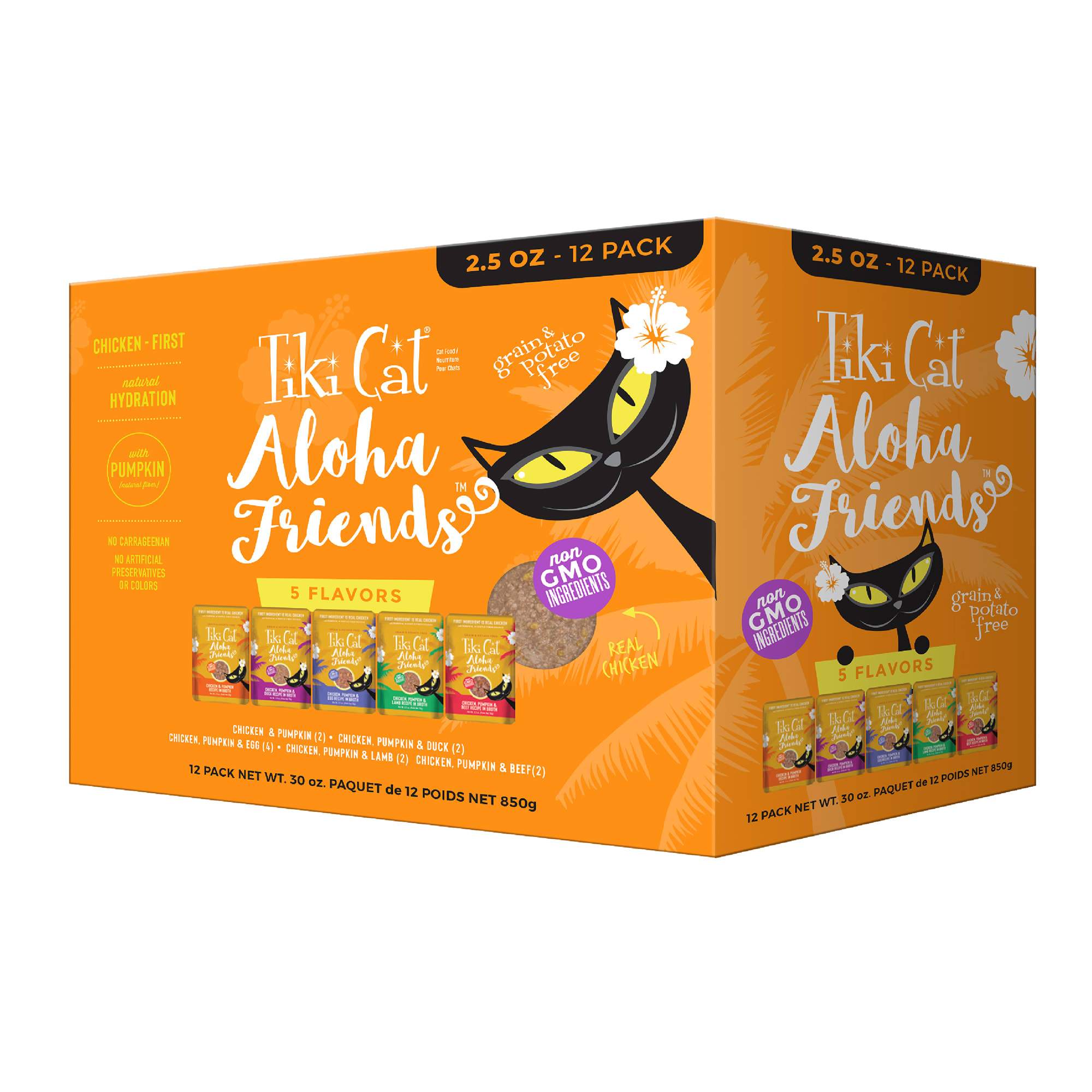 Tiki Cat Grain-Free Aloha Friends Chicken Variety Pack Wet Cat Food in Pouches - 2.5 oz Pouches - Case of 12