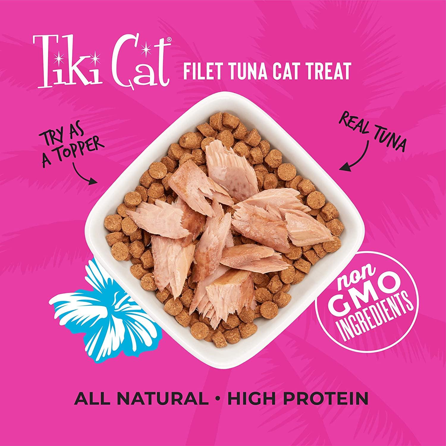 Tiki Cat Tuna Filet Cat Food Toppers and Crunchers - 1 oz Pouches - Case of 12  