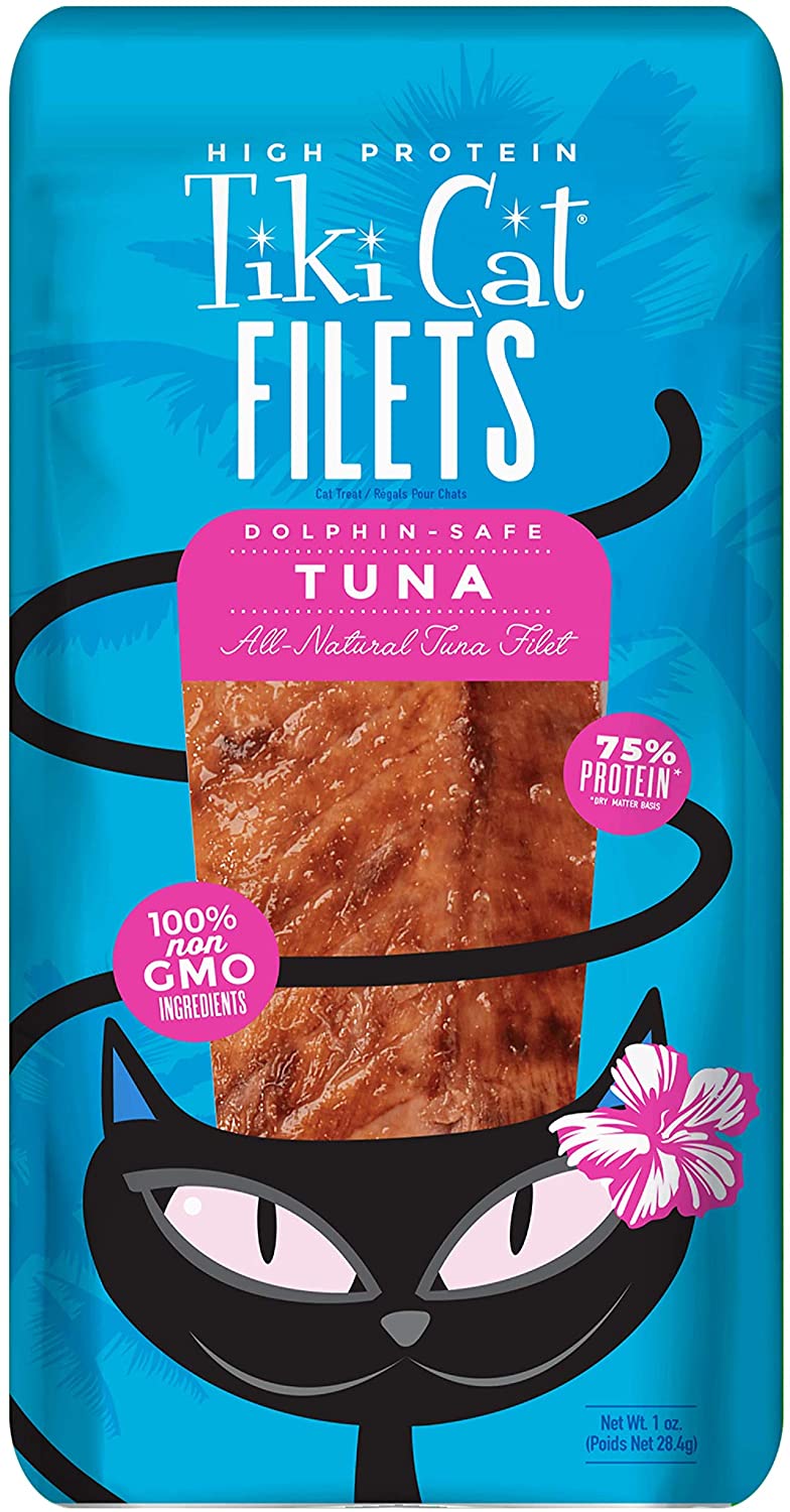 Tiki Cat Tuna Filet Cat Food Toppers and Crunchers - 1 oz Pouches - Case of 12  
