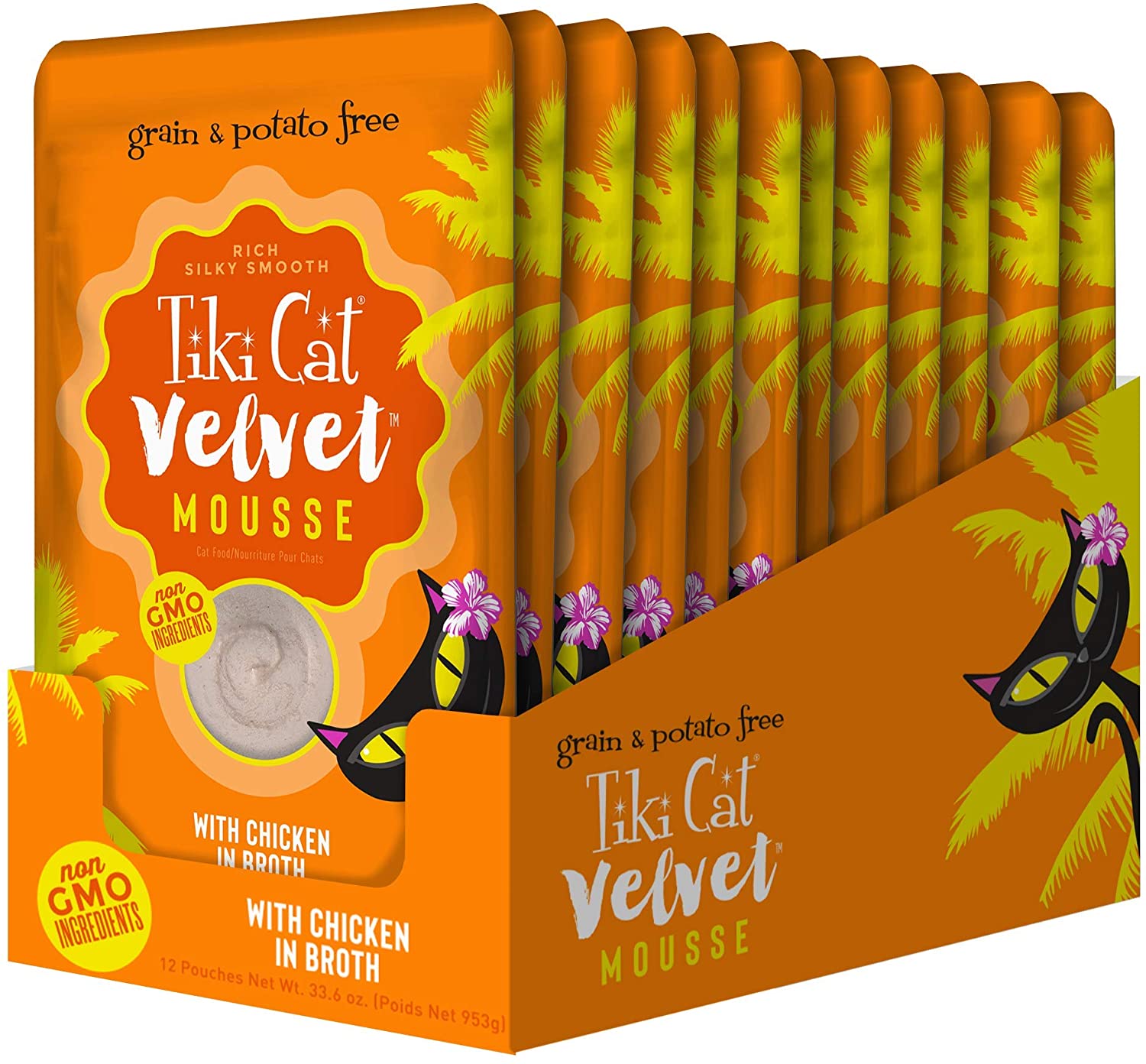 Tiki Cat Velvet Mousse Chicken Cat Food in Pouches - 2.8 oz Pouches - Case of 12