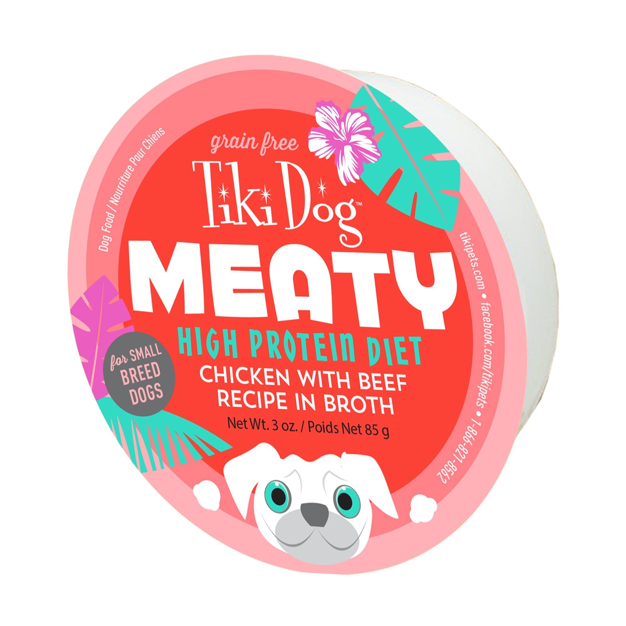 Tiki Dog Meaty Chicken with Beef Recipe Prepared Dog Food - 3 oz Cups - Case of 4