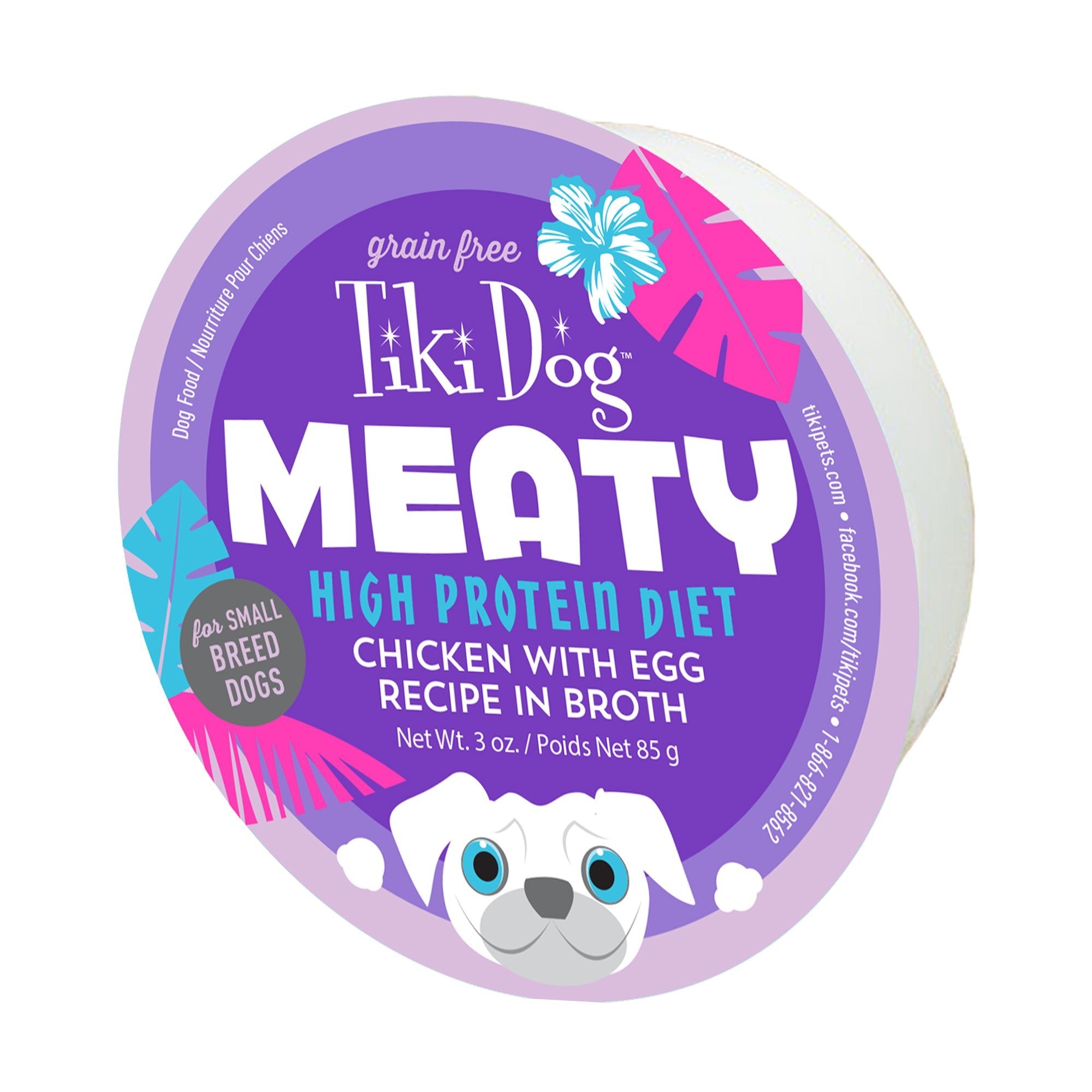 Tiki Dog Meaty Chicken with Egg Recipe Prepared Dog Food - 3 oz Cups - Case of 4