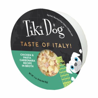 Tiki Dog Petites™ Gourmet International Taste of Italy! Chicken Pasta Carbonara Prepared Dog Food - 3 oz Cups - Case of 4