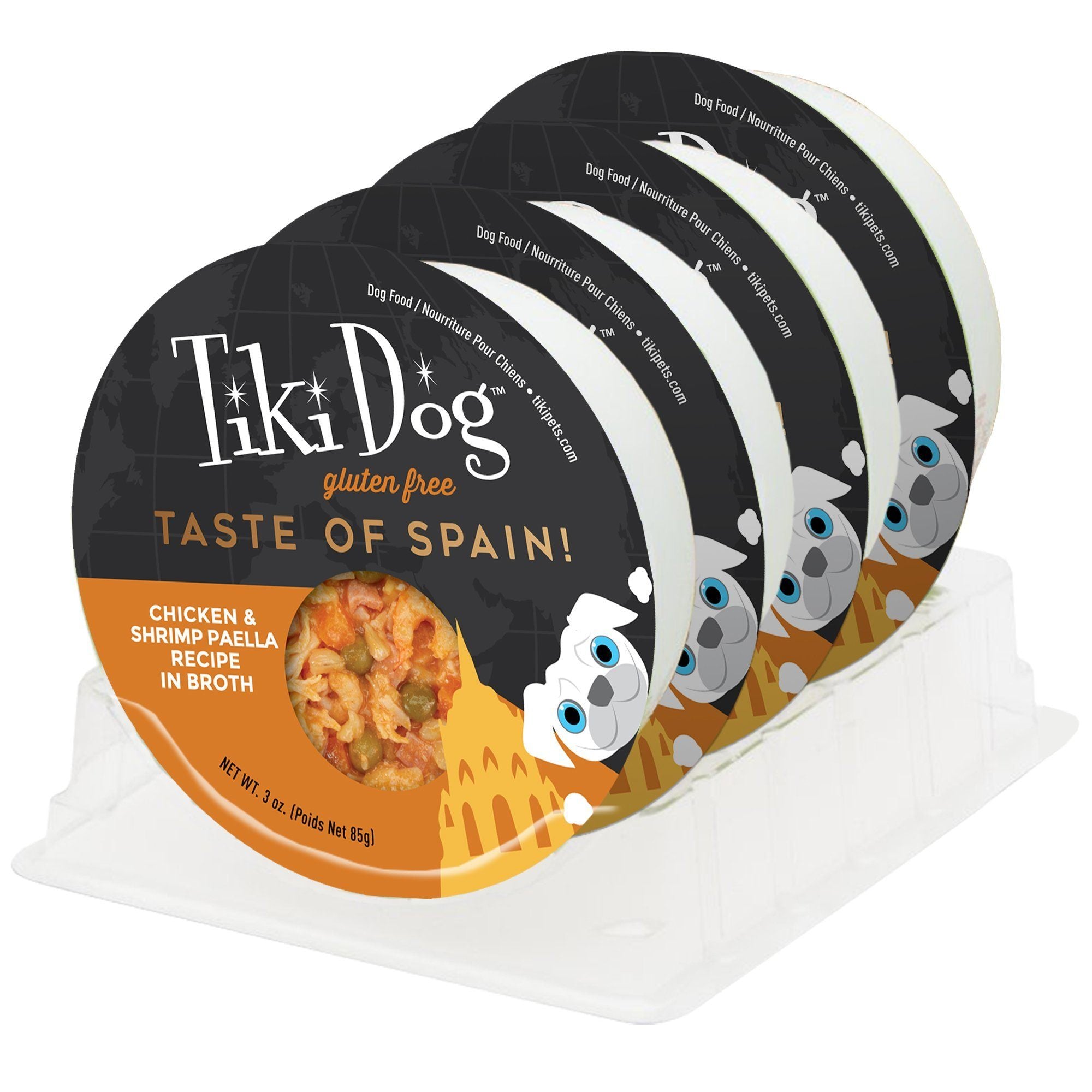 Tiki Dog Petites™ Gourmet International Taste of Spain! Chicken & Shrimp Paella Prepared Dog Food - 3 oz Cups - Case of 4