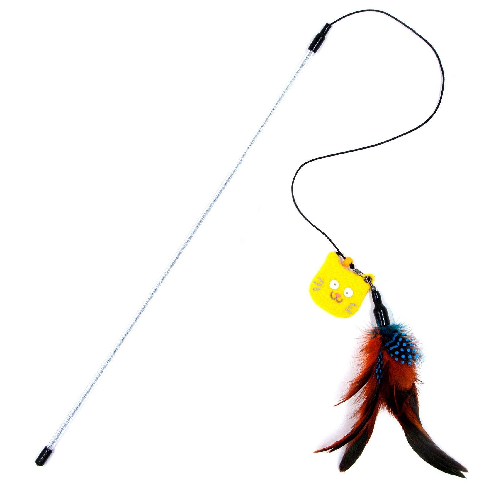 Touchcat Fox-Tail Designer Wand Cat Teaser Red and Yellow