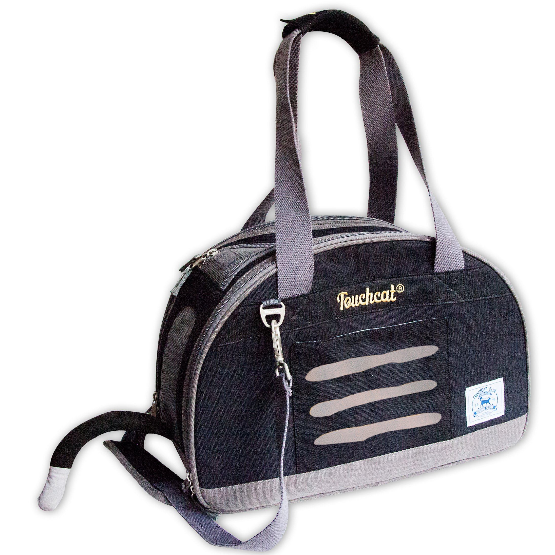 Touchcat 'Tote-Tails' Designer Airline Approved Collapsible Cat Carrier Black