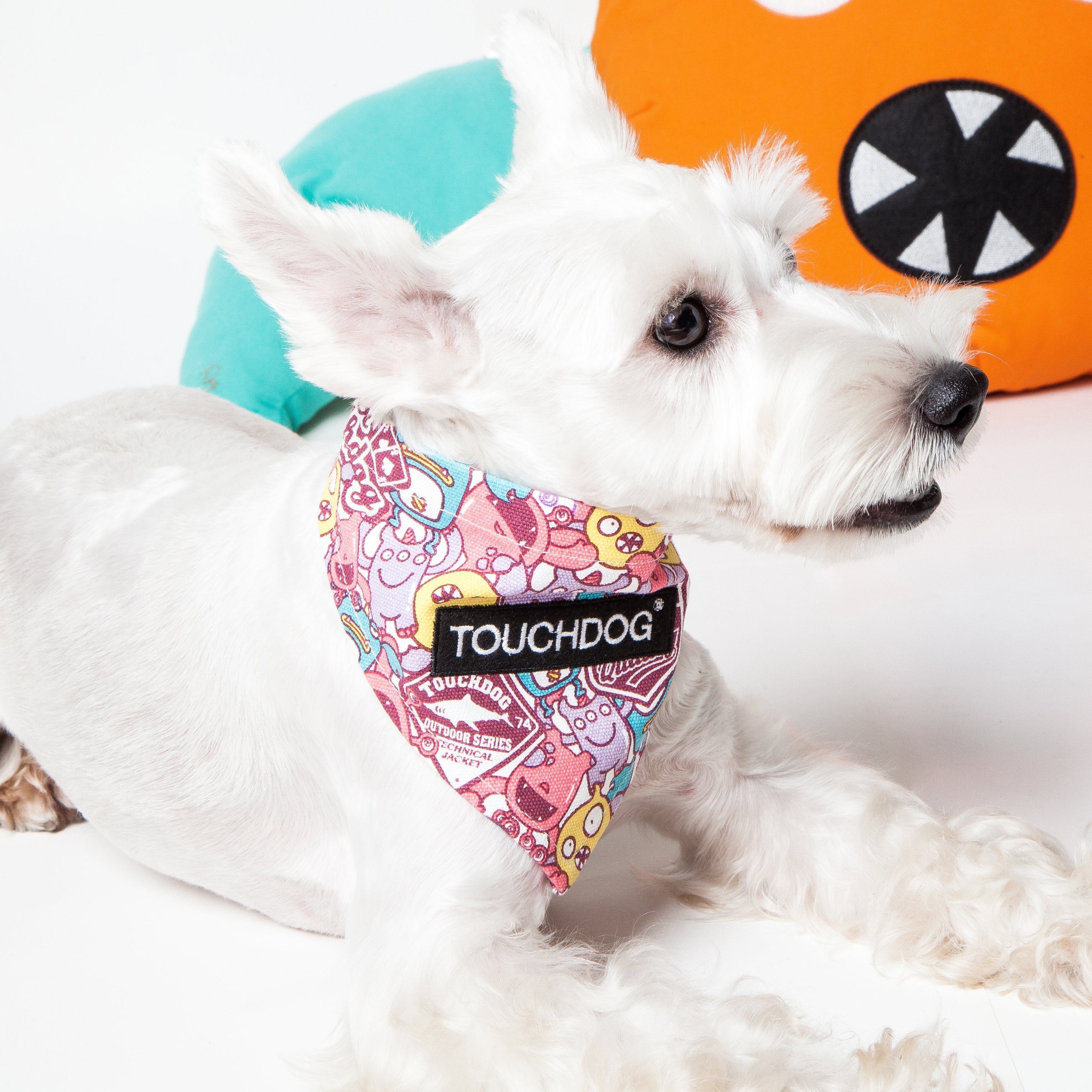 Touchdog Elephant Patterned Hook-and-Loop Fashion Dog Bandana