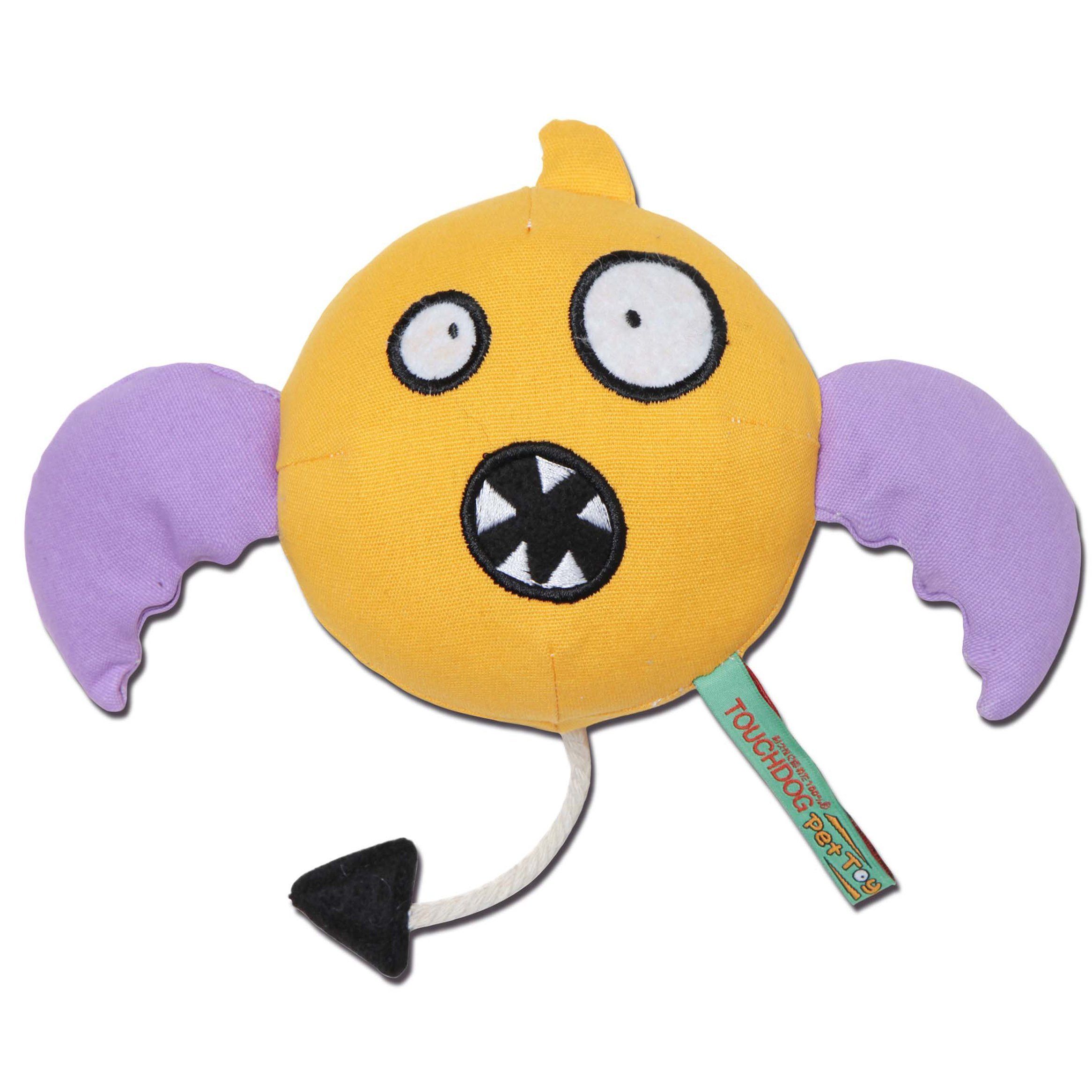 Touchdog Cartoon Flying Critter Monster Plush Dog Toy Yellow