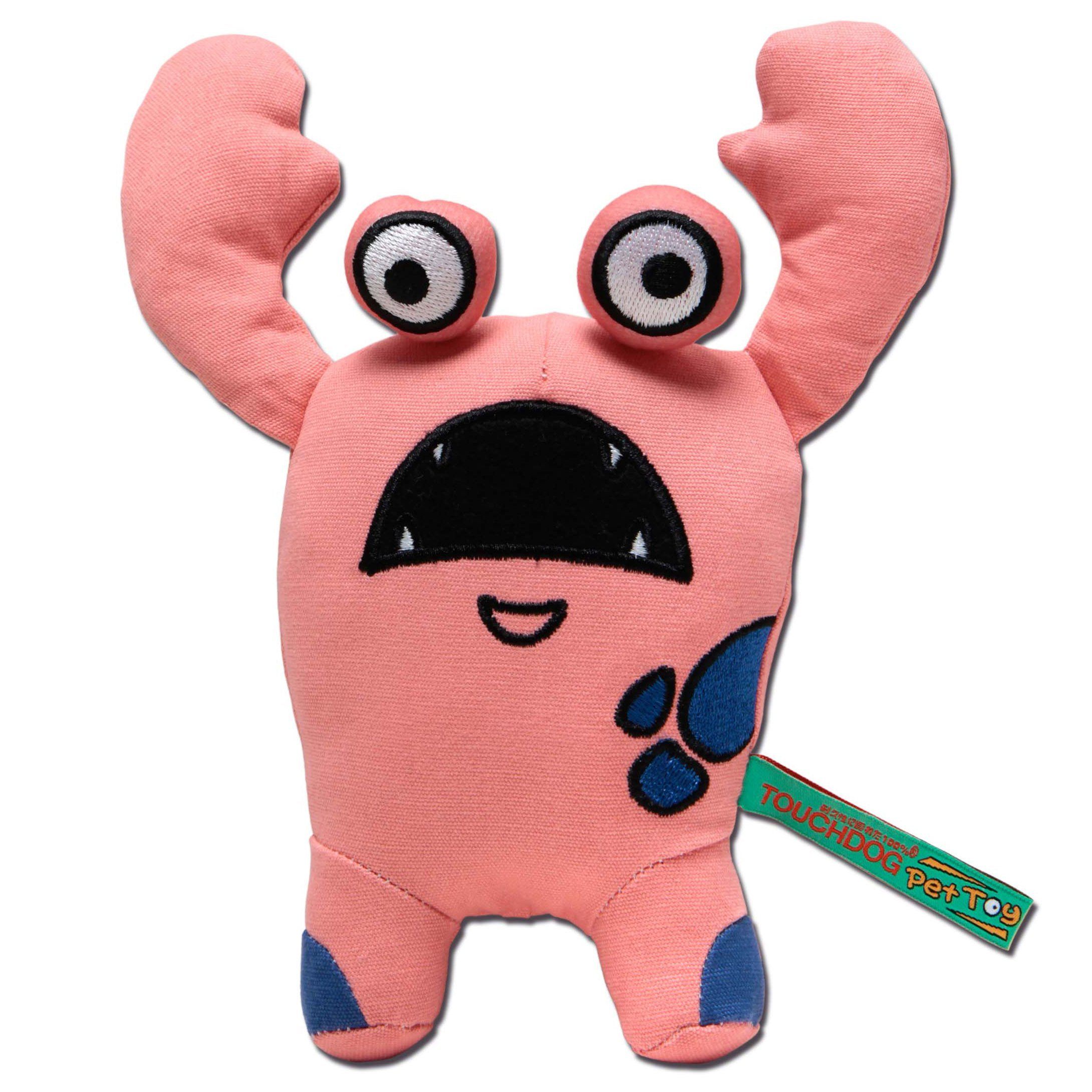 Touchdog Cartoon Up-for-Crabs Monster Plush Dog Toy Pink