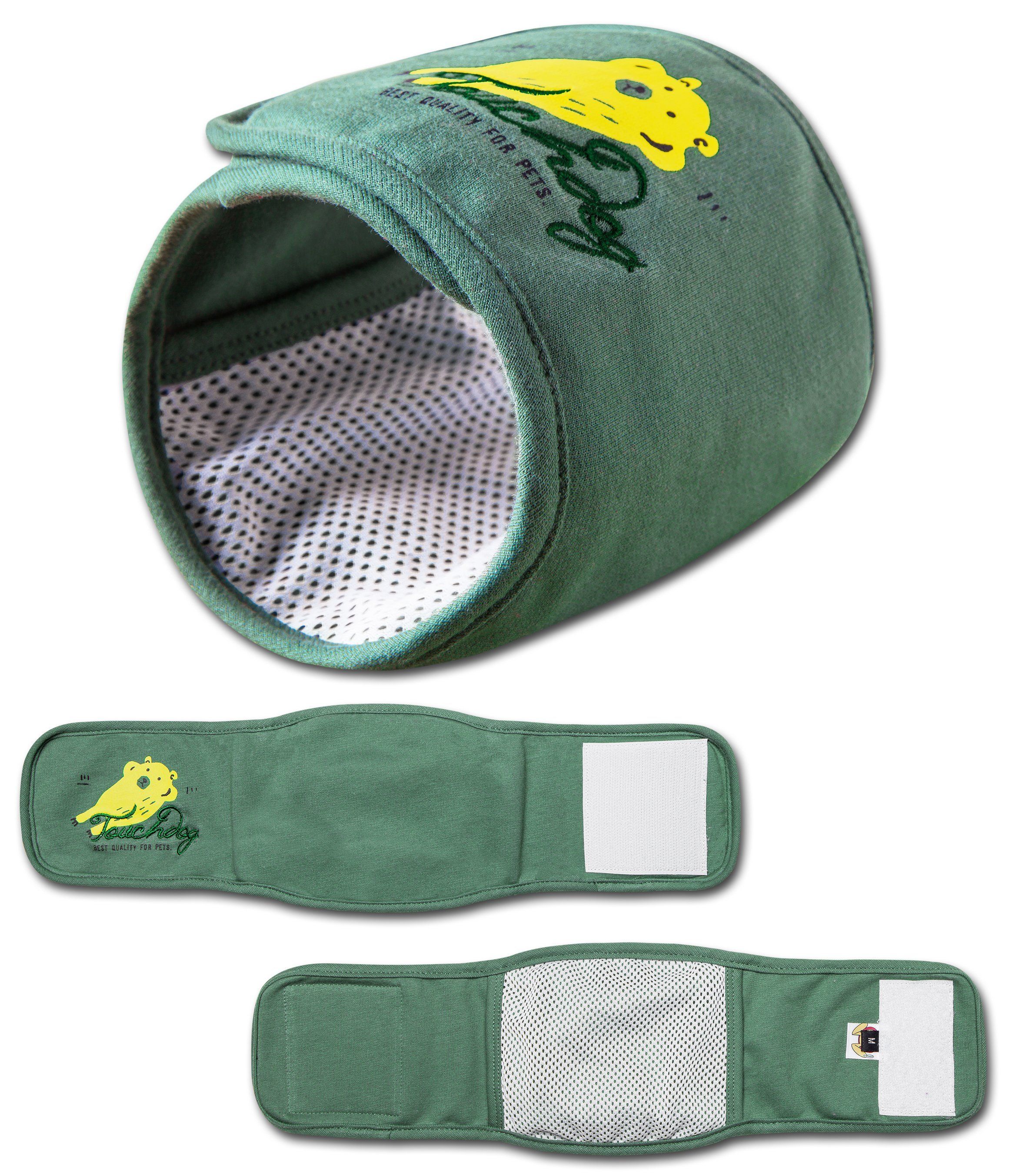 Touchdog Gauze-Aid Protective Dog Bandage and Calming Compression Sleeve Small Green