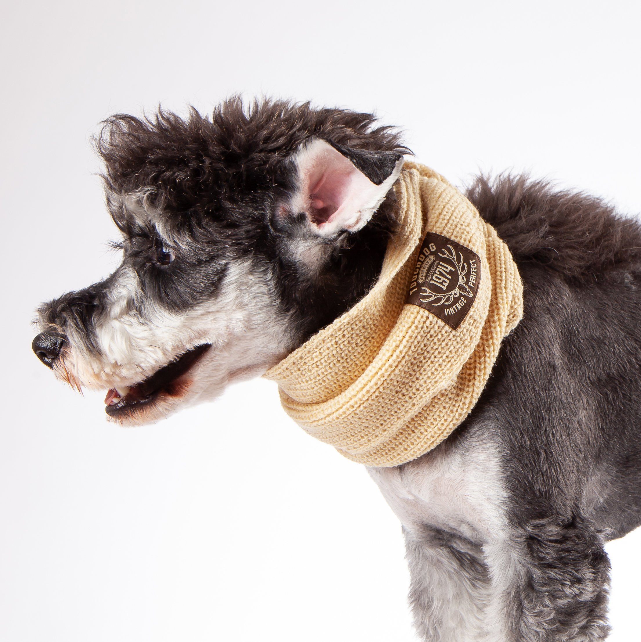 Touchdog Heavy Knitted Designer Fashion Winter Dog Scarf Beige
