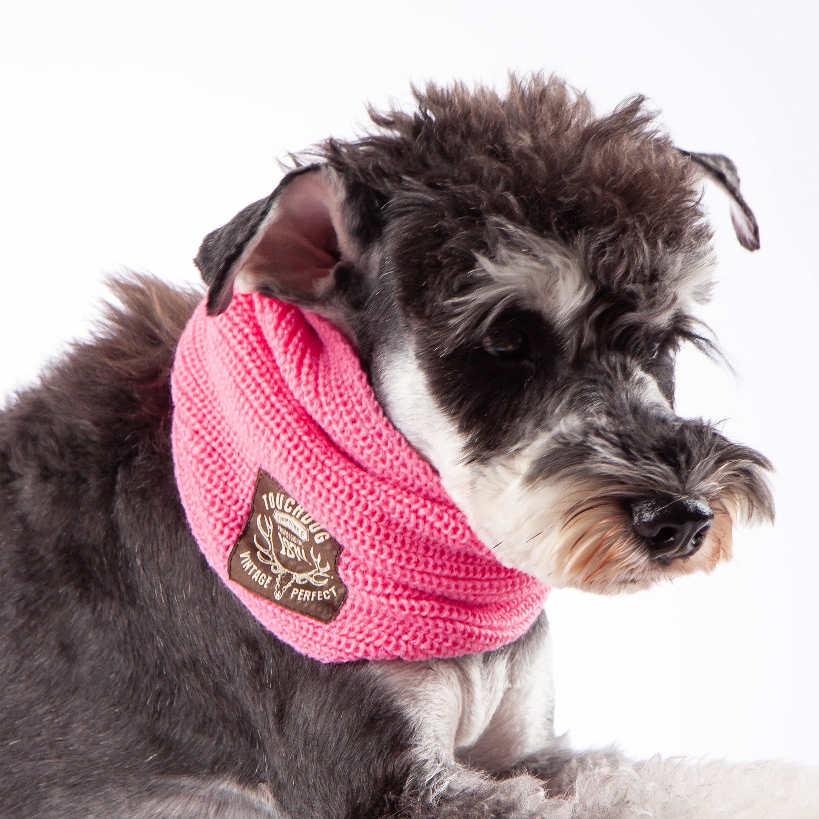 Touchdog Heavy Knitted Designer Fashion Winter Dog Scarf Pink