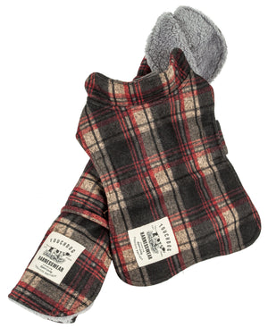Touchdog ® 2-In-1 Tartan Plaid Dog Jacket and Matching Reversible Dog Mat X-Small Red P...