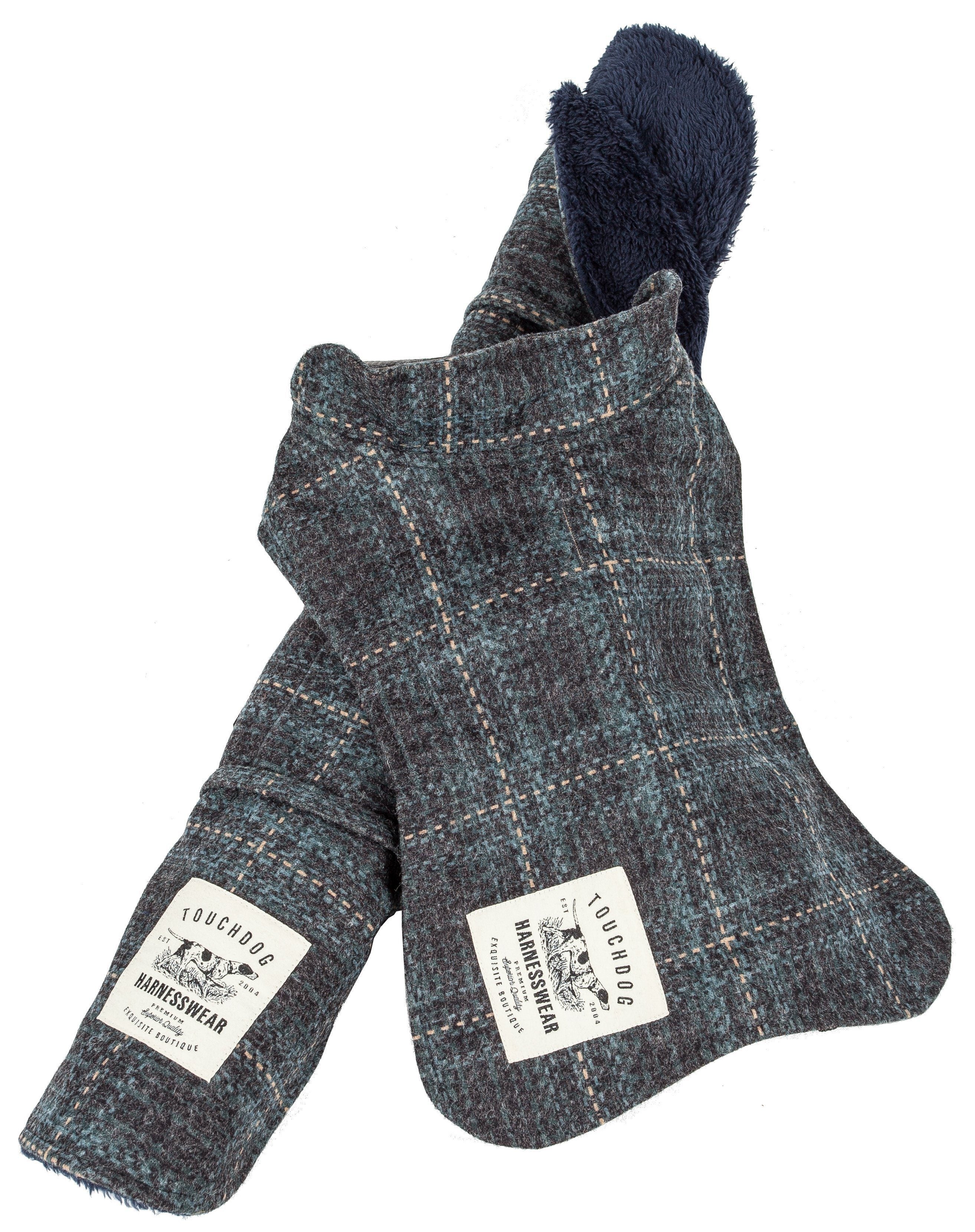 Touchdog ® 2-In-1 Windowpane Plaid Matching Dog Jacket and Reversible Dog Mat X-Small