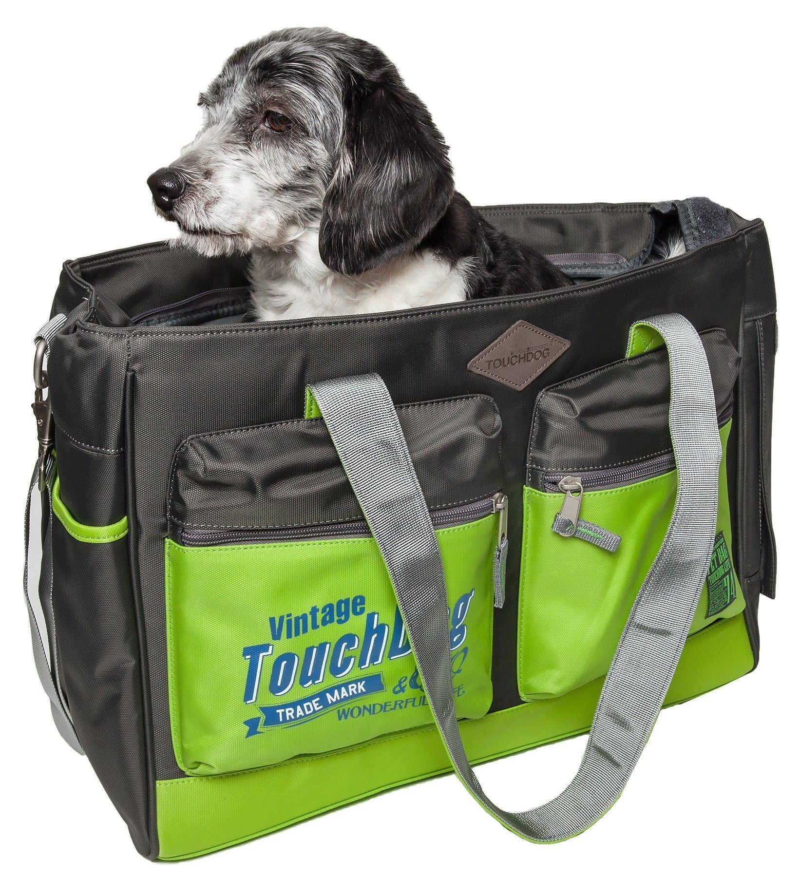 Touchdog ® 'Active-Purse' Water Resistant Designer Fashion Pet Dog Carrier Yellow Green, Black