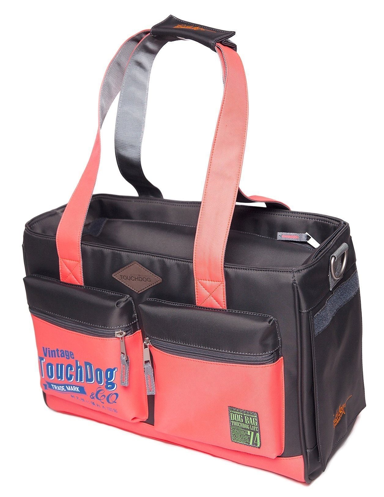 Touchdog ® 'Active-Purse' Water Resistant Designer Fashion Pet Dog Carrier Faded Pink, Black