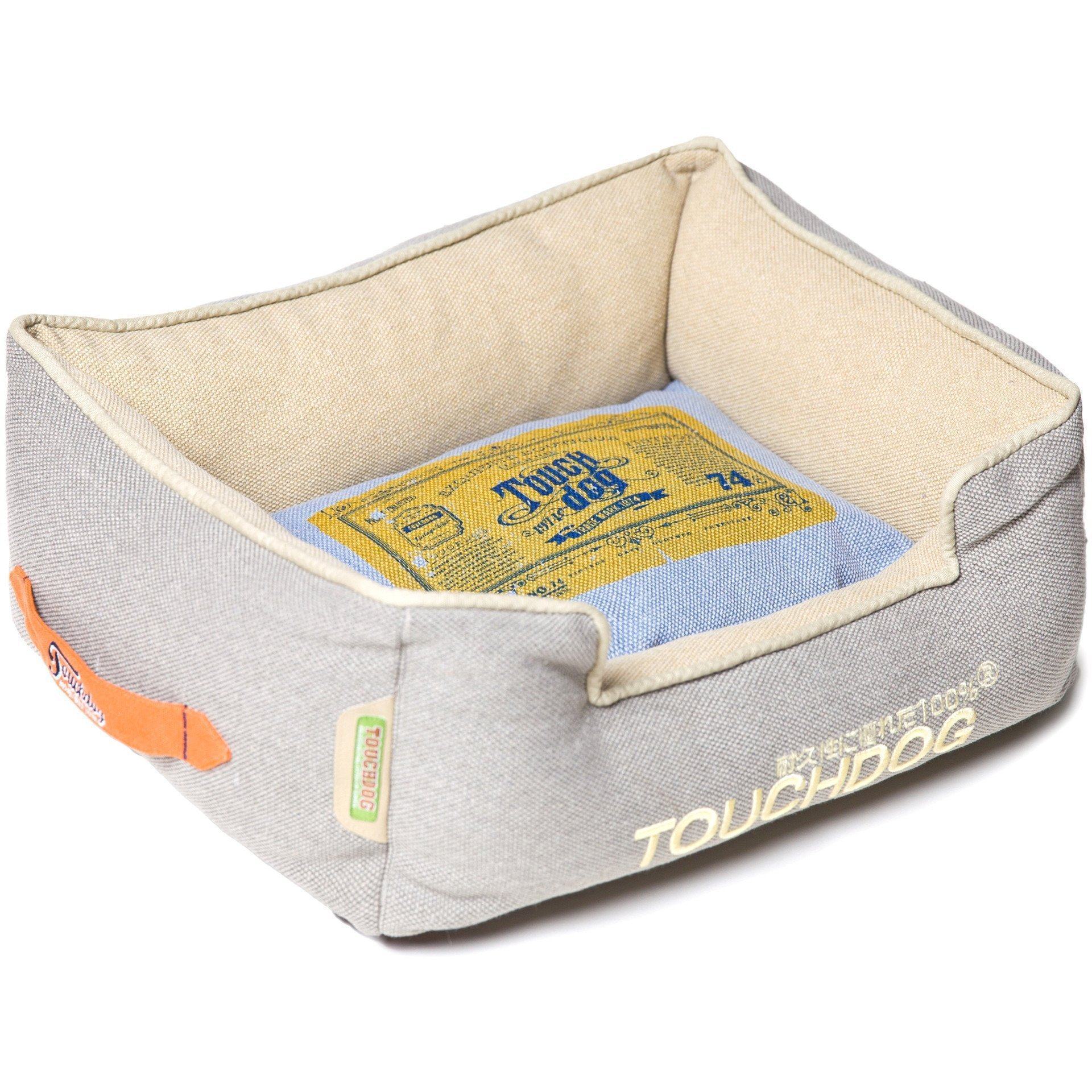 Touchdog ® Original Denim Reversible Designer Rectangular Dog Bed Light Grey, Denim Blue, Beige, White