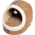 Touchdog ® 'Diamond Stitched' Panoramic Designer Cat Bed w/ Teaser Toy Light Brown, White