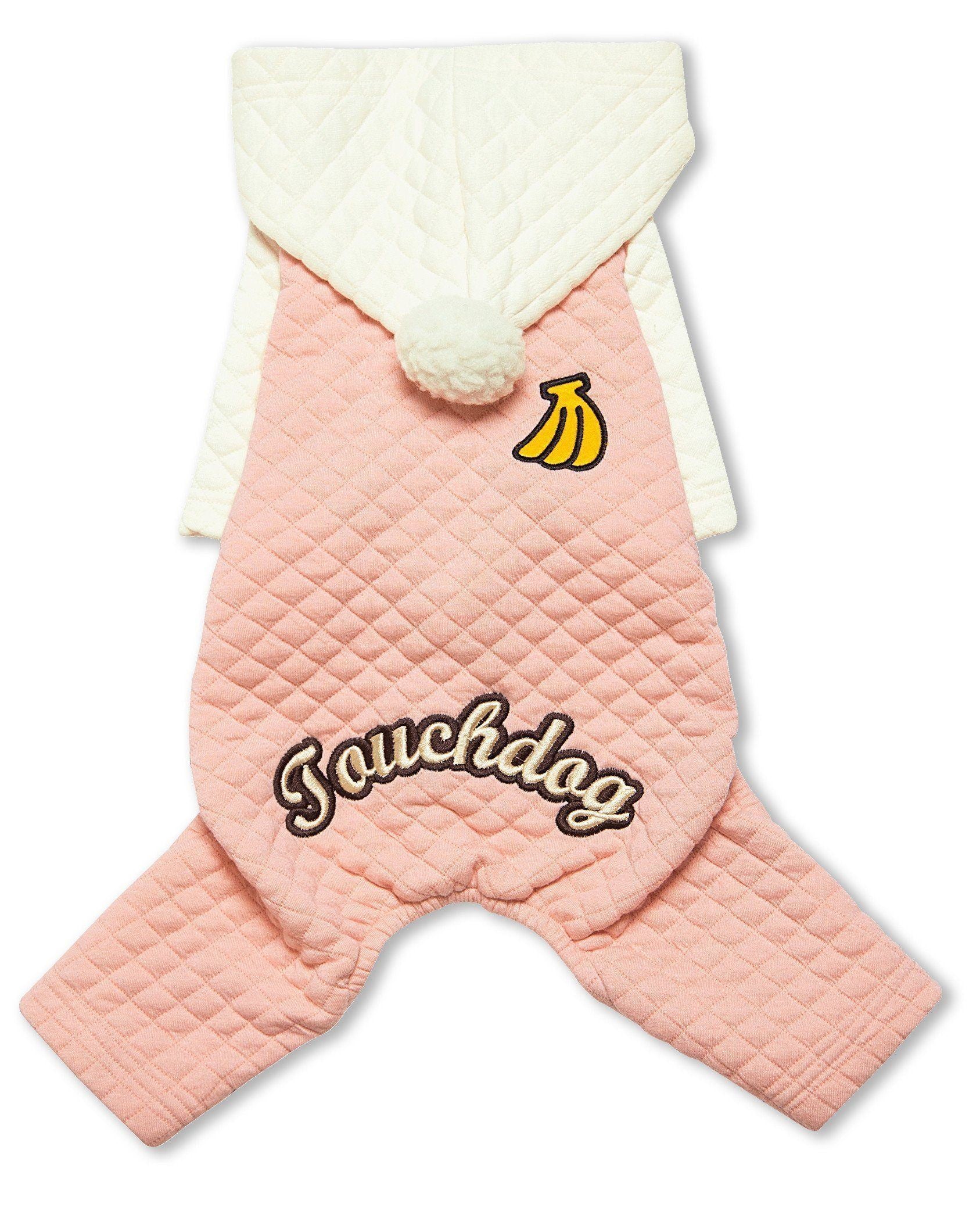 Touchdog ® Designer Quilted Full-Body Hooded Dog Sweater Large Pink/White