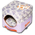 Touchdog ® 'Floral-Galoral' 2-in-1 Collapsible Squared Dog and Cat Bed Lavender Purple, Cream White