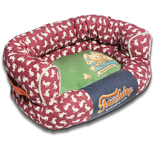 Touchdog ® 'Lazy-Bones' Rabbit-Spotted Designer Couch Dog Bed Medium Champaign Red, Oli...