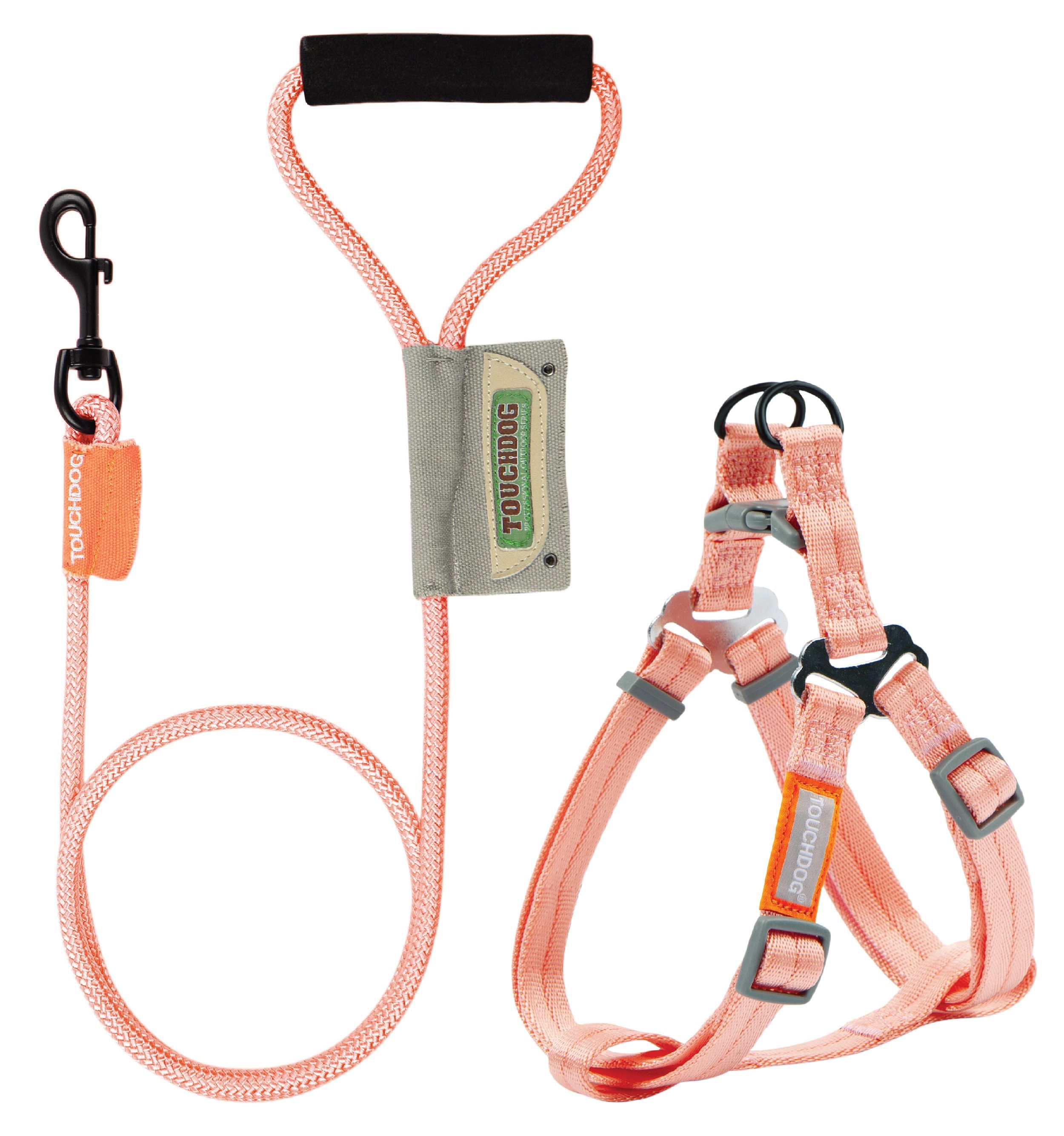 Touchdog ® 'Macaron' 2-in-1 Durable Nylon Dog Harness and Leash Pink Small
