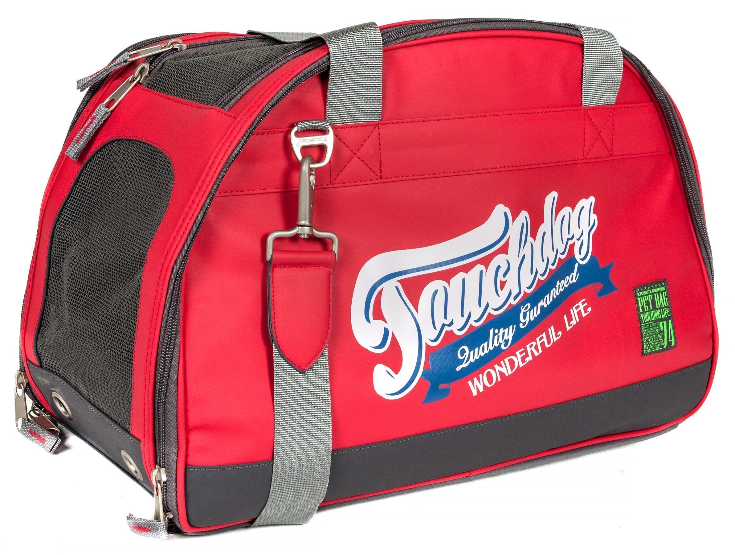 Touchdog ® Original Wick-Guard Water Resistant Airline Approved Travel Dog Carrier Red