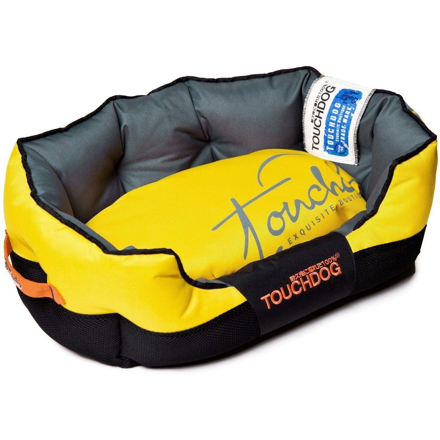 Touchdog ® 'Performance-Max' Sporty Reflective Water-Resistant Dog Bed Medium Sporty Yellow, Black
