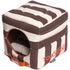 Touchdog ® 'Polo-Striped' 2-in-1 Convertible and Collapsible Dog and Cat Bed Cocoa Brown, White
