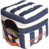 Touchdog ® 'Polo-Striped' 2-in-1 Convertible and Collapsible Dog and Cat Bed Blue, White