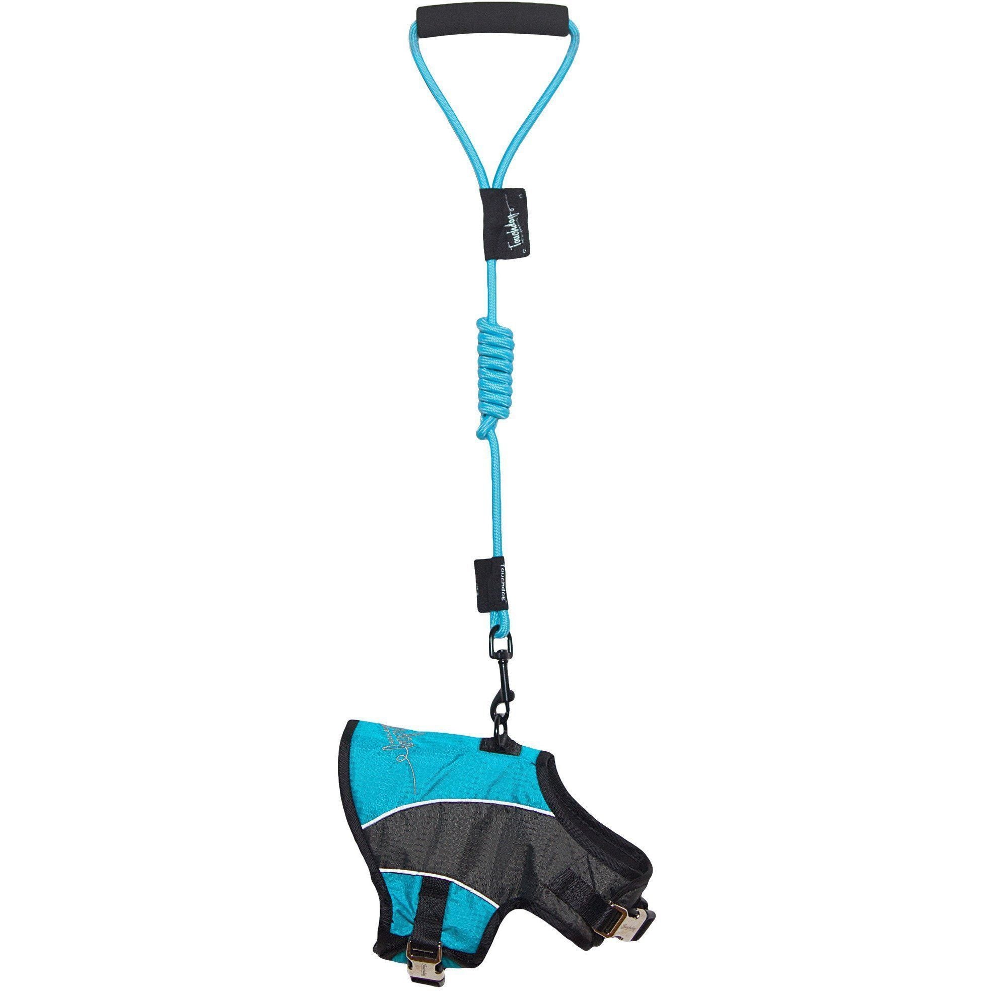 Touchdog ® 'Reflective-Max' 2-in-1 Performance Dog Harness and Leash X-Small Turquoise Blue, Charcoal Grey